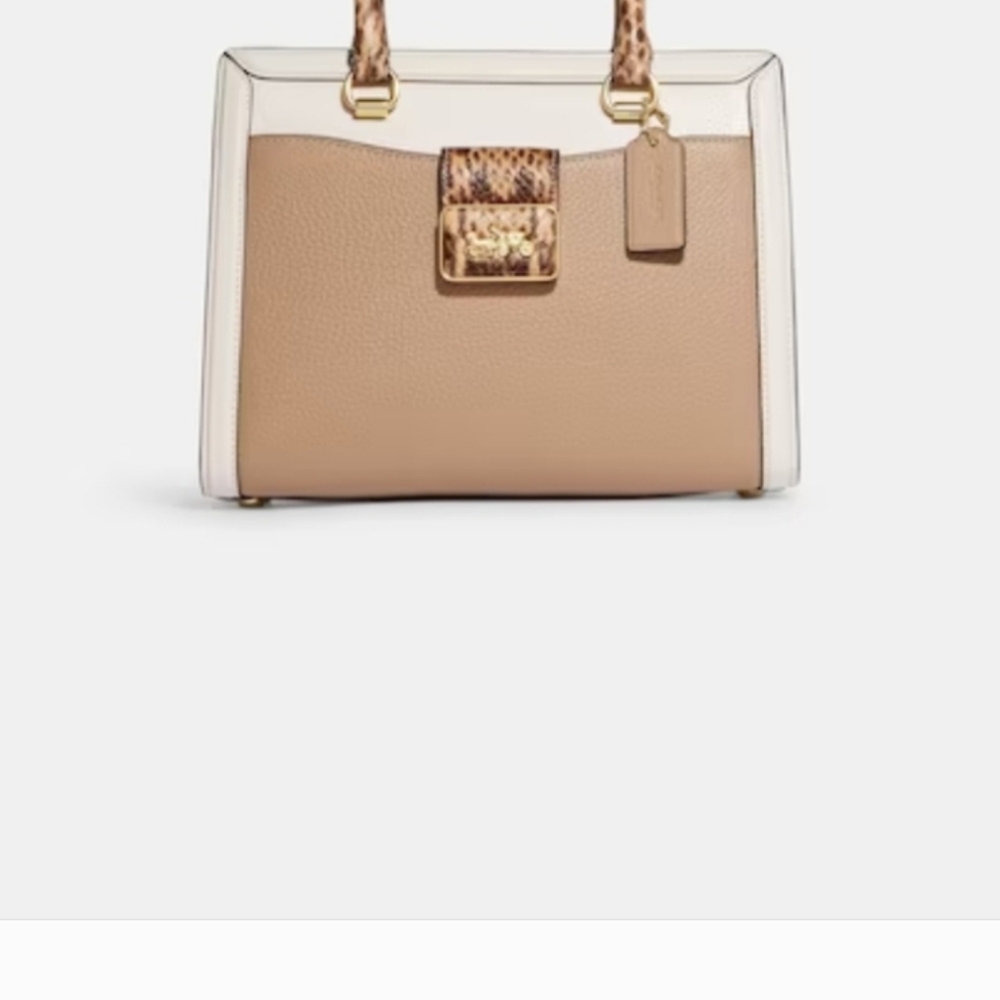 Coach Cream and Brown Satchel‎ with Animal Print Accents - Picture 7 of 9
